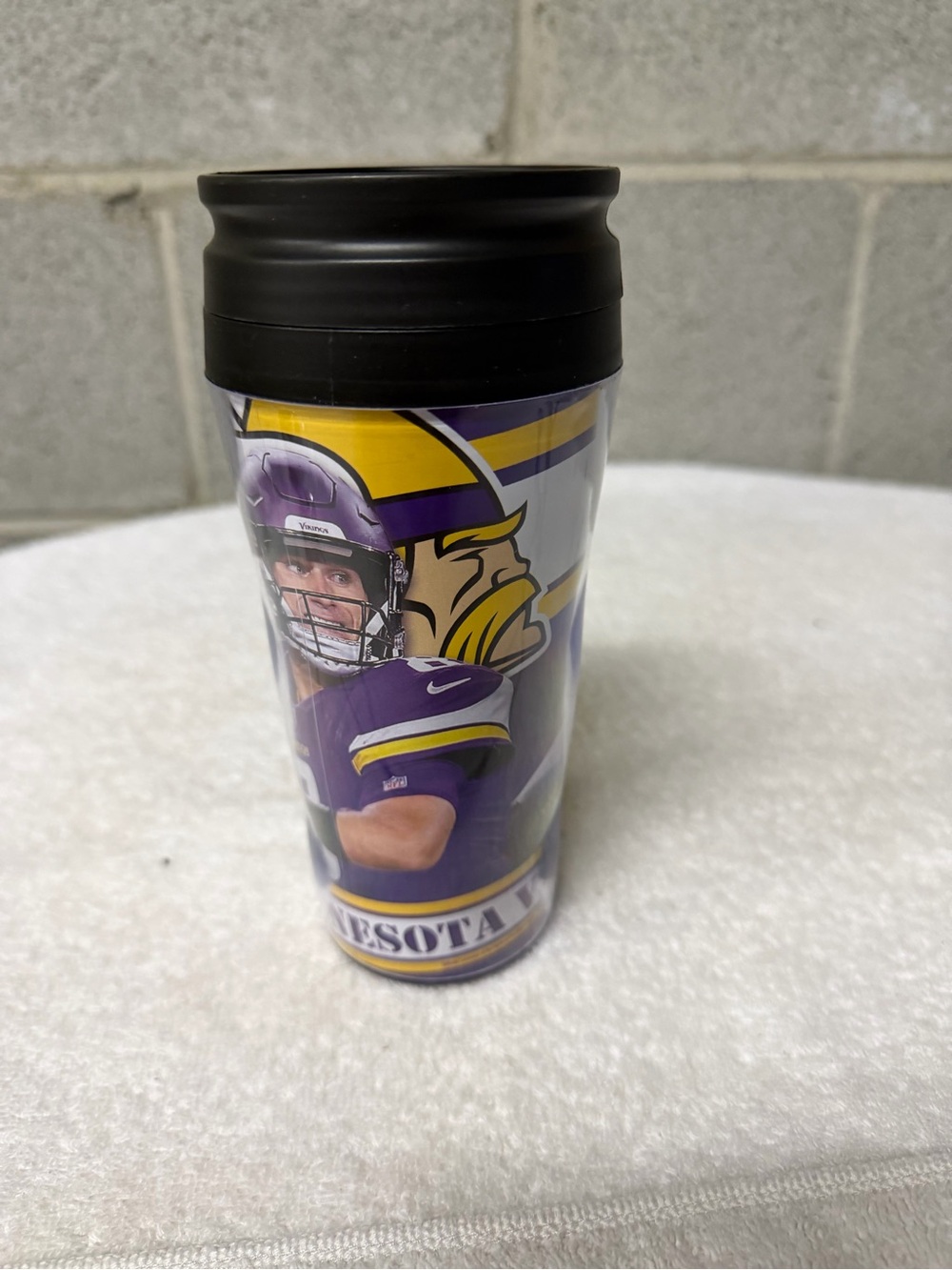 Minnesota Vikings Purple Travel Tumbler with Black Lid vintage